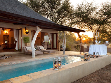Luxury Honeymoon Suite Kings Camp Patio view Private Dinner Plunge Pool Timbavati Game Reserve Accommodation Booking Five Star